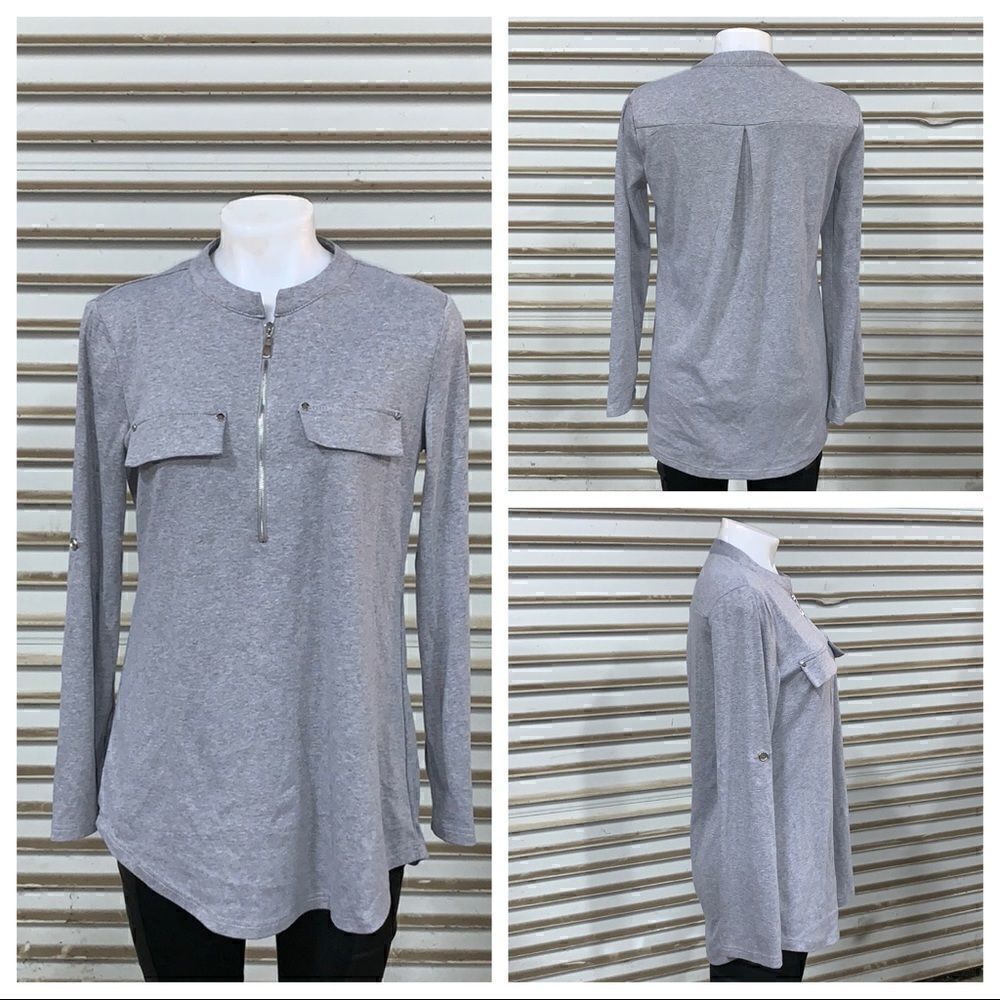 Yay Yay Bay gray zip up long sleeve top